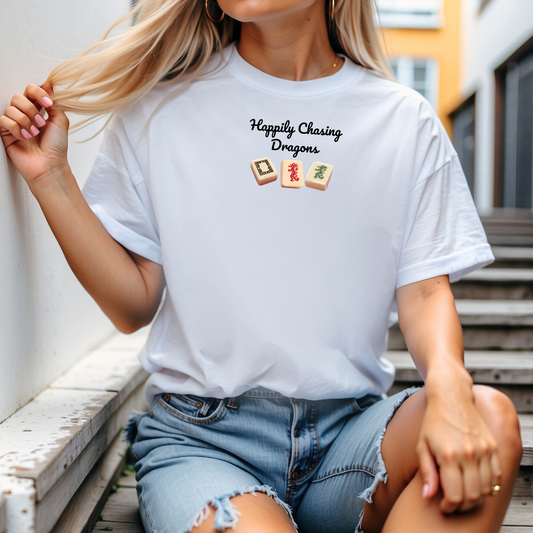 Happily Chasing Dragons Mahjong T-shirt