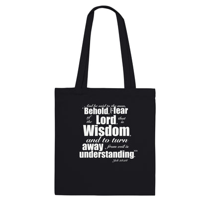 Job 28:28 Tote Bag - Laughing Lion Studios LLC