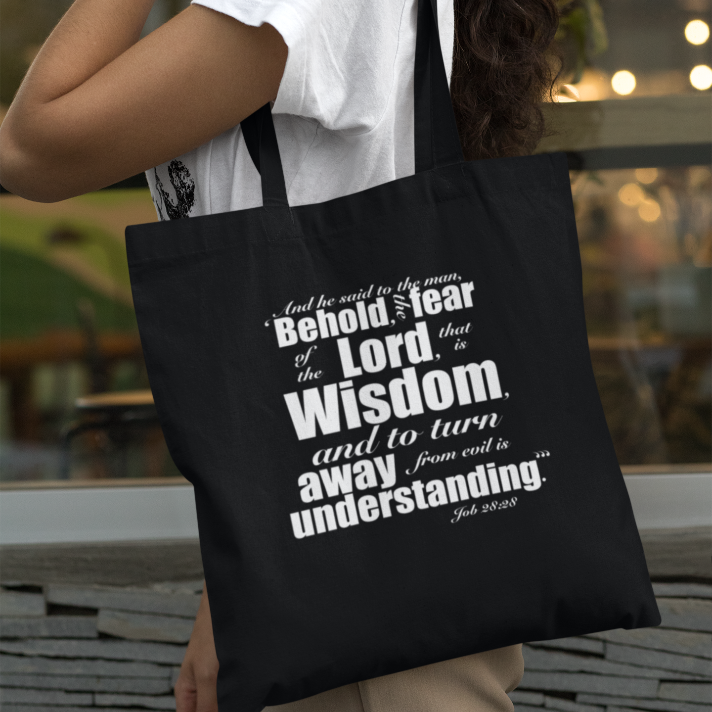 Job 28:28 Tote Bag - Laughing Lion Studios LLC